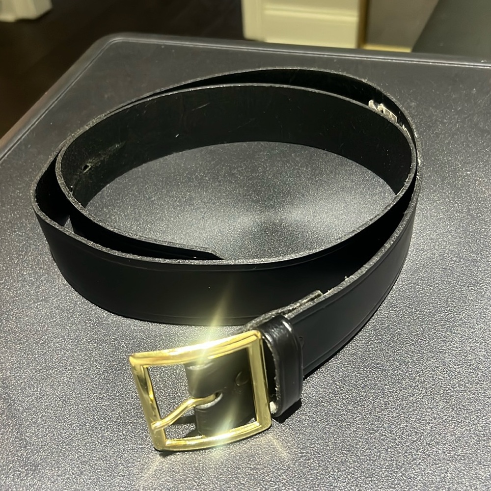 TASK FORCE Black Top Grain Leather Belt Mens Sz44 Made In USA